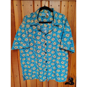 SpongeBob SquarePants Mens Multicolor Short Sleeve Button Shirt Vintage Size L